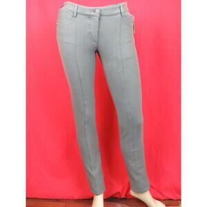 NWT CHANEL P45450 GRAY KNIT WEIVED COTTON BUTTONS LOGO JEANS PANTS 46-F ITALY